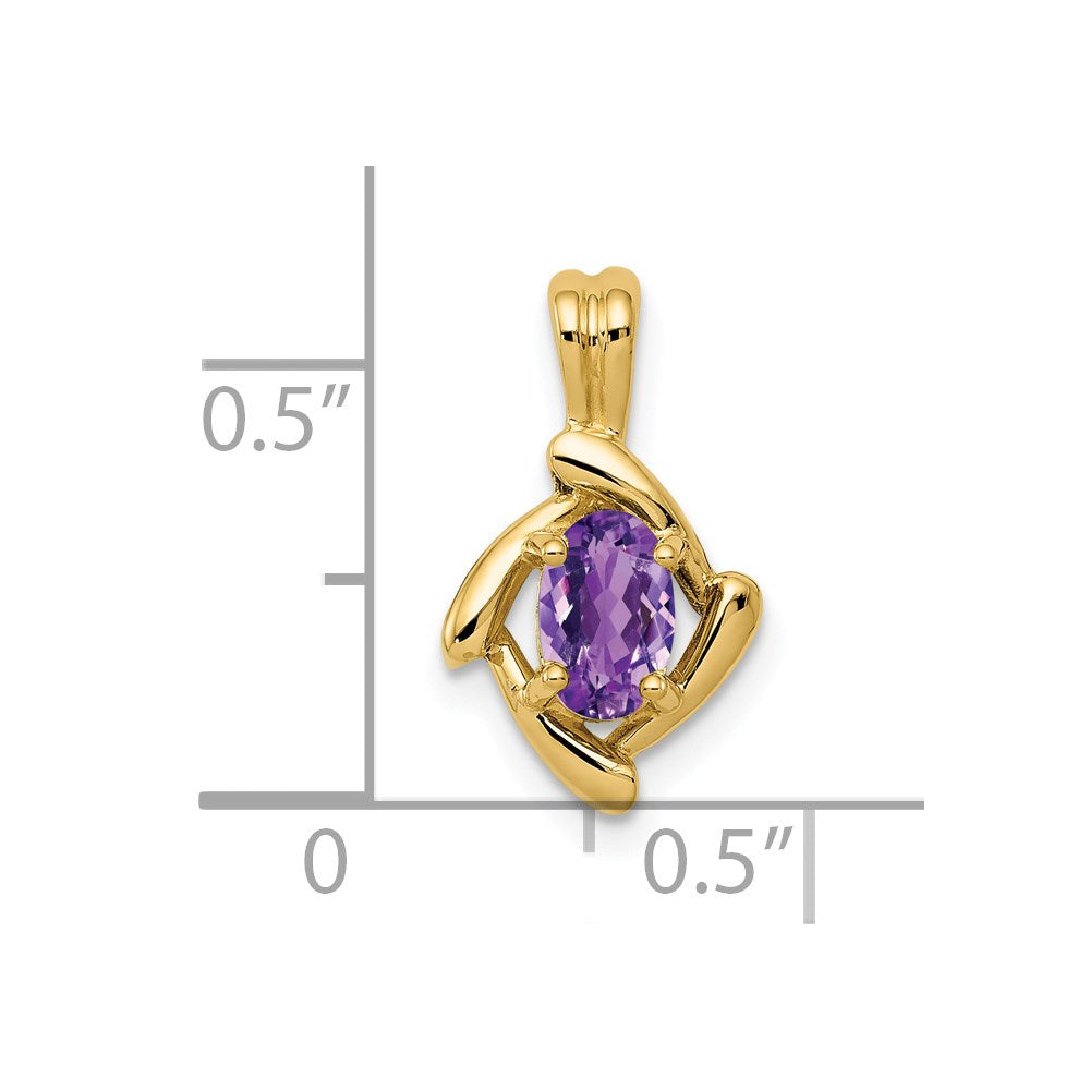 14K Gelbgold Anhänger mit ovalem Amethyst, 6x4 mm