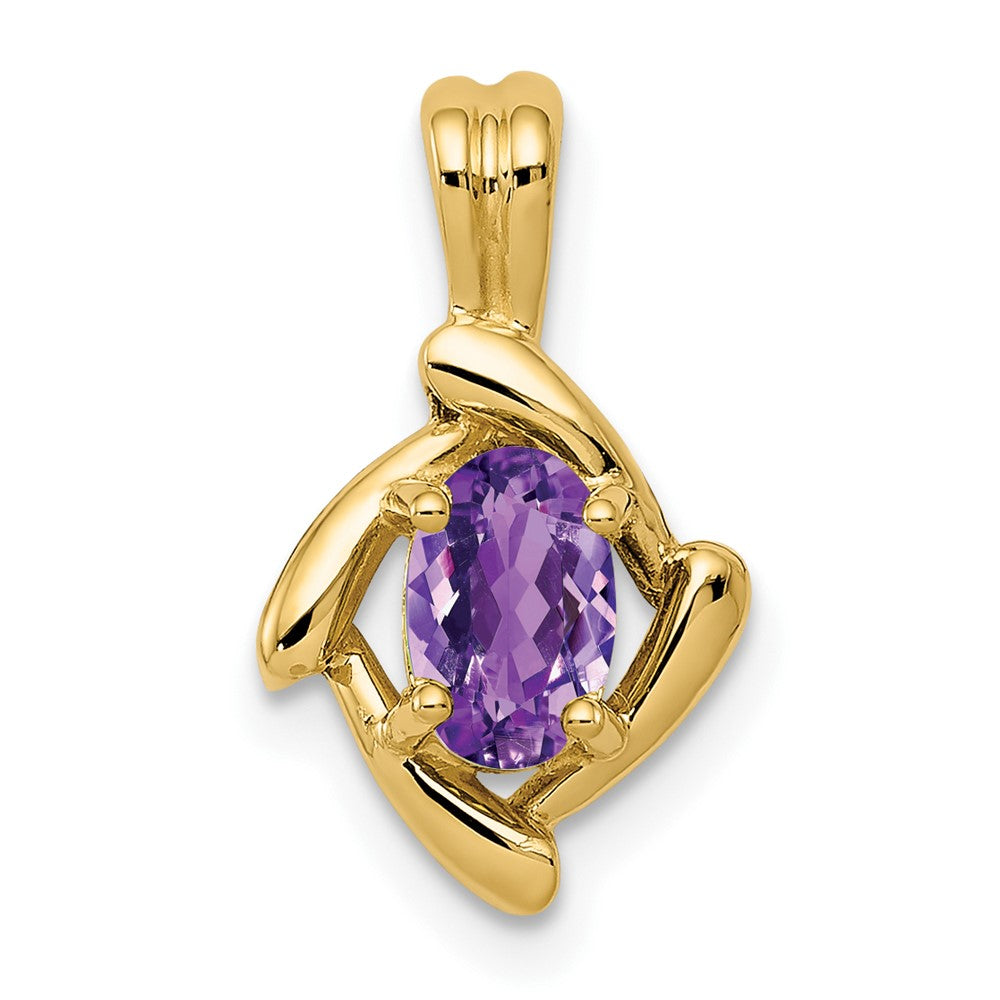 14K Gelbgold Anhänger mit ovalem Amethyst, 6x4 mm