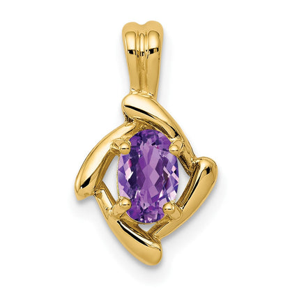 14K Gelbgold Anhänger mit ovalem Amethyst, 6x4 mm