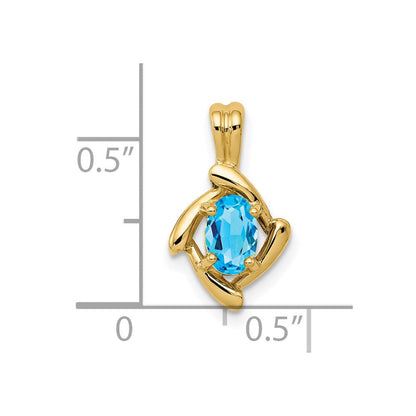 14K Gelbgold Anhänger mit ovalem Blautopas, 6x4 mm