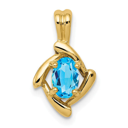 14K Gelbgold Anhänger mit ovalem Blautopas, 6x4 mm