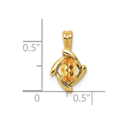 14K Gelbgold Anhänger mit ovalem Citrin, 6x4 mm