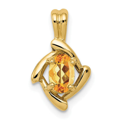 14K Gelbgold Anhänger mit ovalem Citrin, 6x4 mm