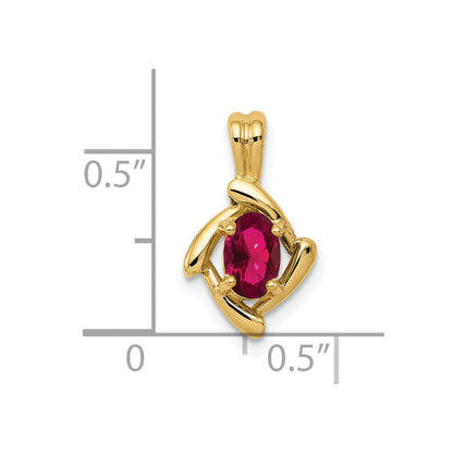 14-Karat-Gelbgold-Anhänger mit ovalem, synthetischem Rubin, 6x4 mm