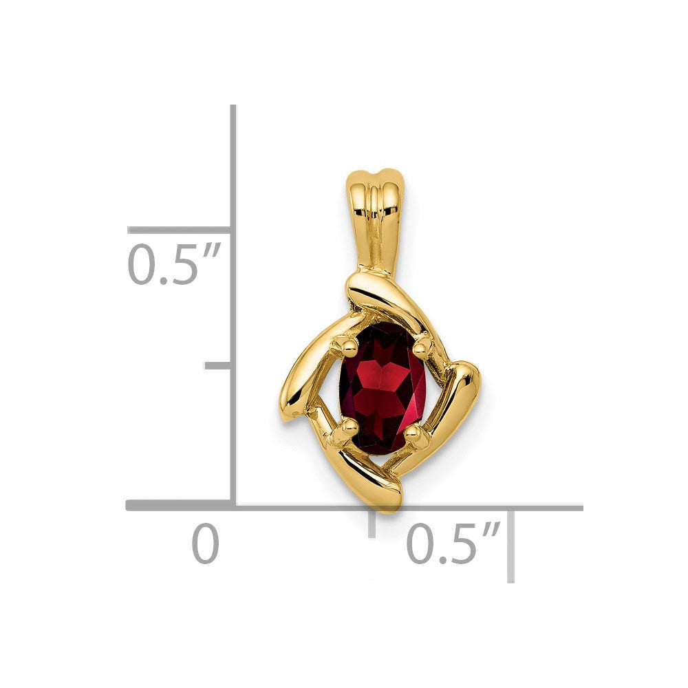 14K Gelbgold Anhänger mit ovalem Granat, 6x4 mm