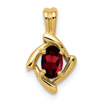 14K Gelbgold Anhänger mit ovalem Granat, 6x4 mm