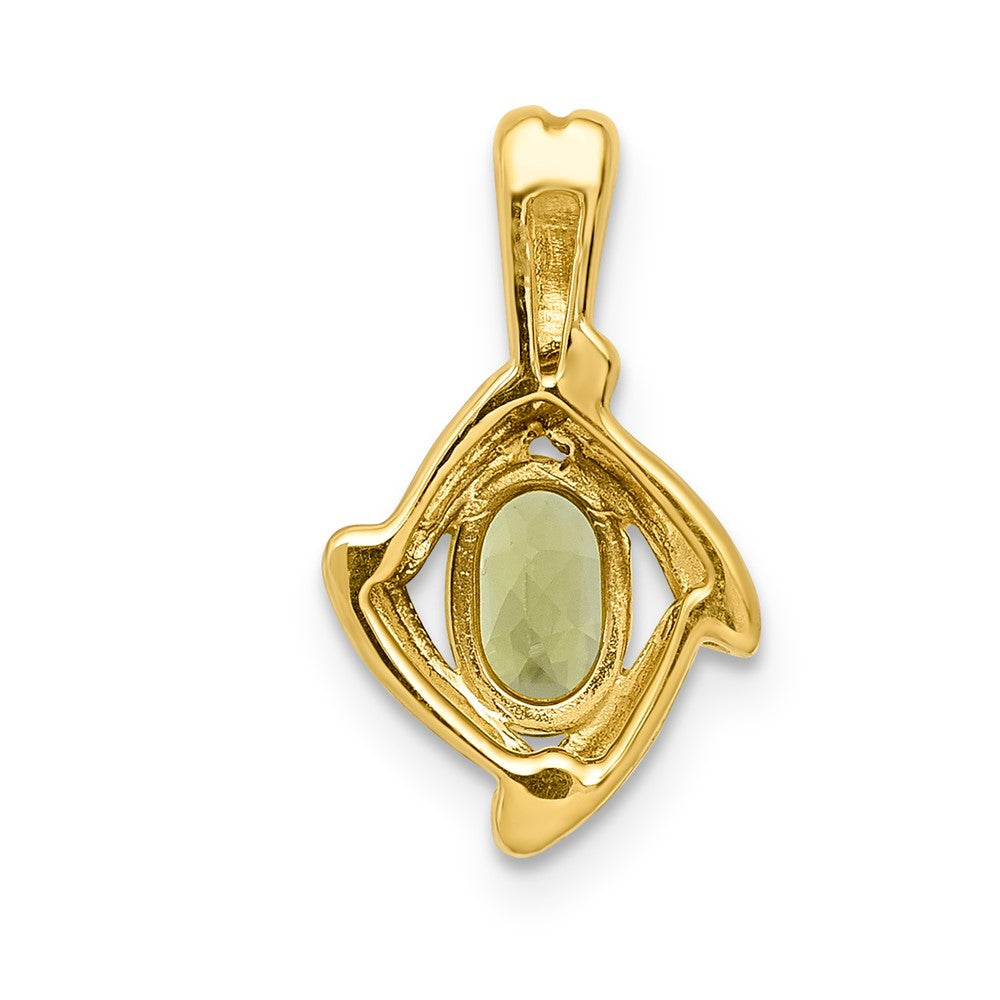 14K Gelbgold Anhänger mit ovalem Peridot, 6x4 mm
