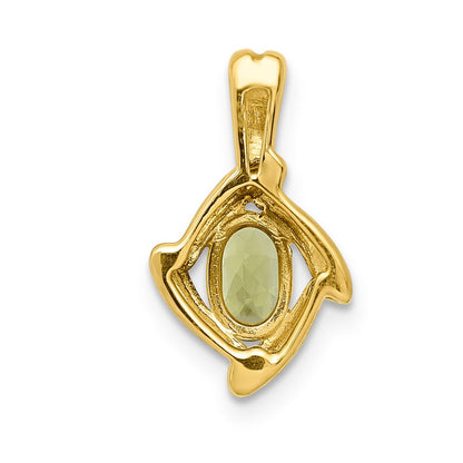 14K Gelbgold Anhänger mit ovalem Peridot, 6x4 mm