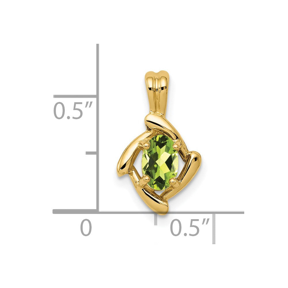 14K Gelbgold Anhänger mit ovalem Peridot, 6x4 mm
