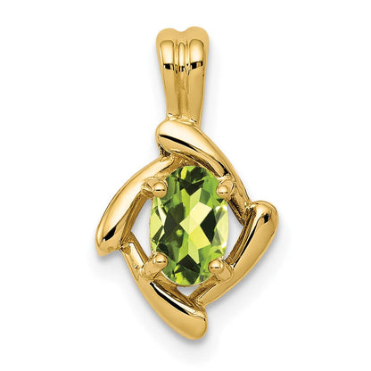 14K Gelbgold Anhänger mit ovalem Peridot, 6x4 mm