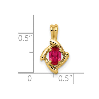 14K Rubin-Anhänger, oval, 6x4mm