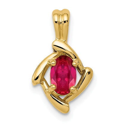 14K Rubin-Anhänger, oval, 6x4mm