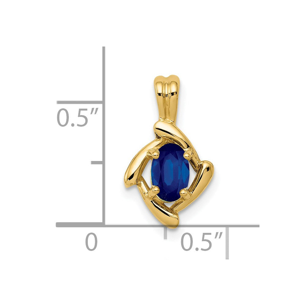 14K 6x4mm Ovaler Saphir-Anhänger