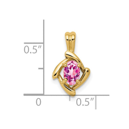 14K Gelbgold Anhänger mit ovalem 6x4mm Rosa Saphir