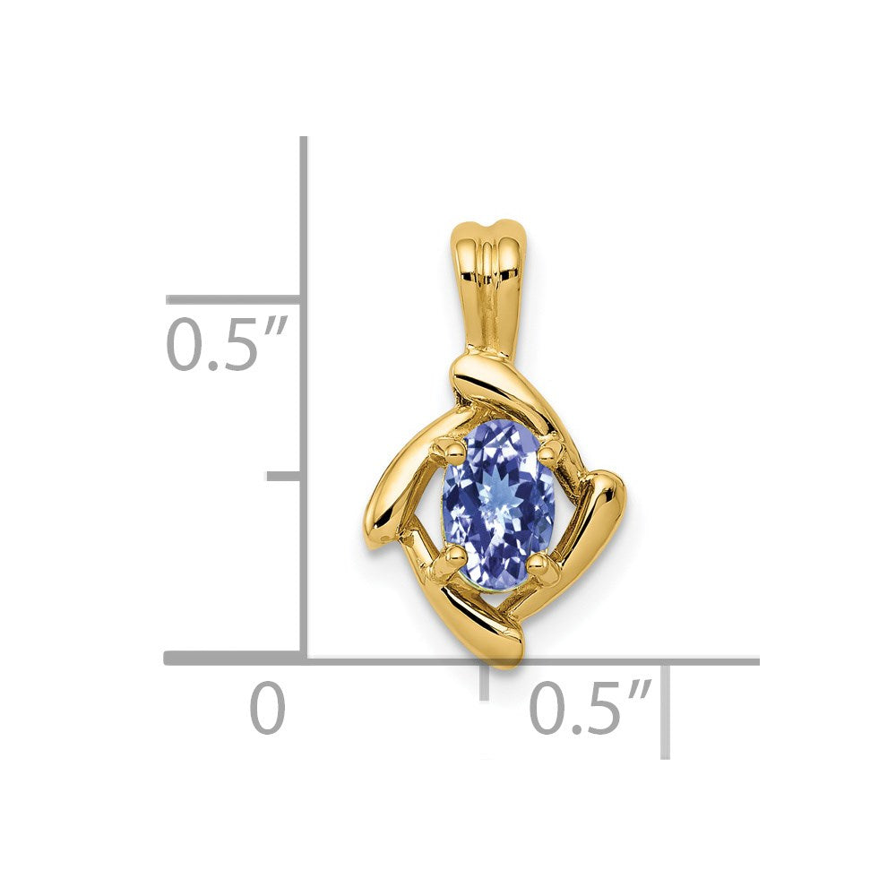 14 Karat Gelbgold Anhänger mit ovalem Tansanit, 6x4 mm