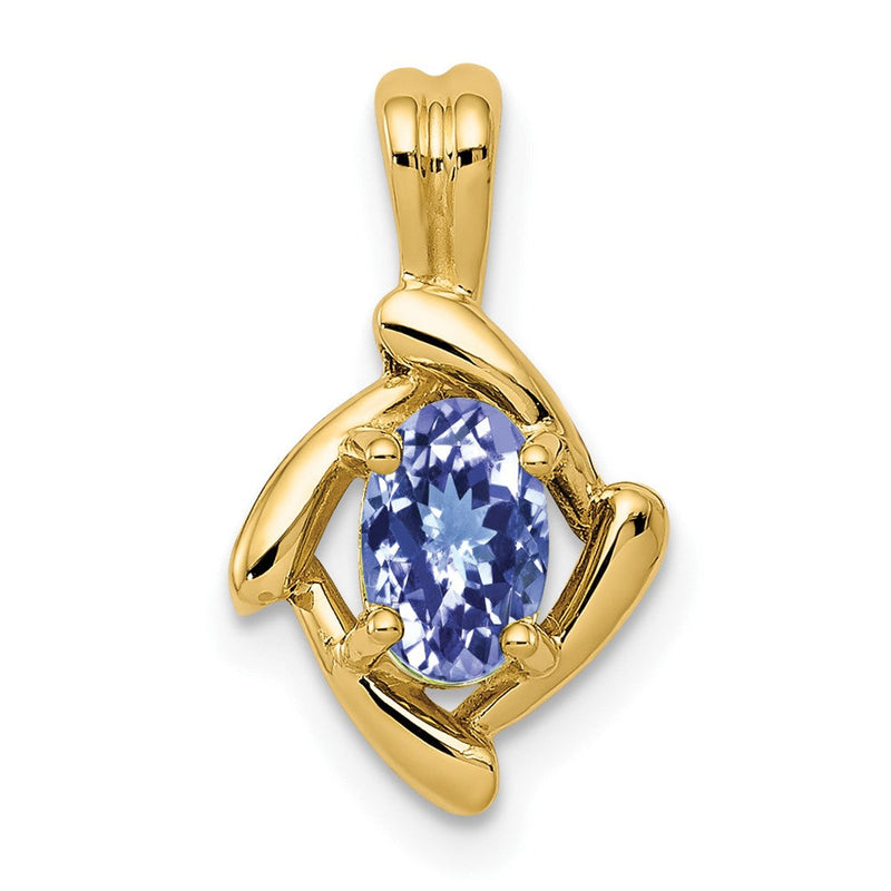 14 Karat Gelbgold Anhänger mit ovalem Tansanit, 6x4 mm