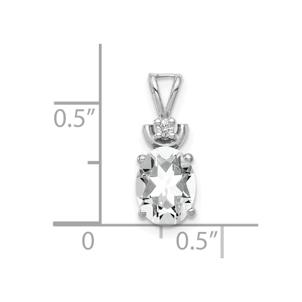 14K Weißgold Anhänger mit ovalem 8x6 mm Zirkonia AA und echtem Diamant