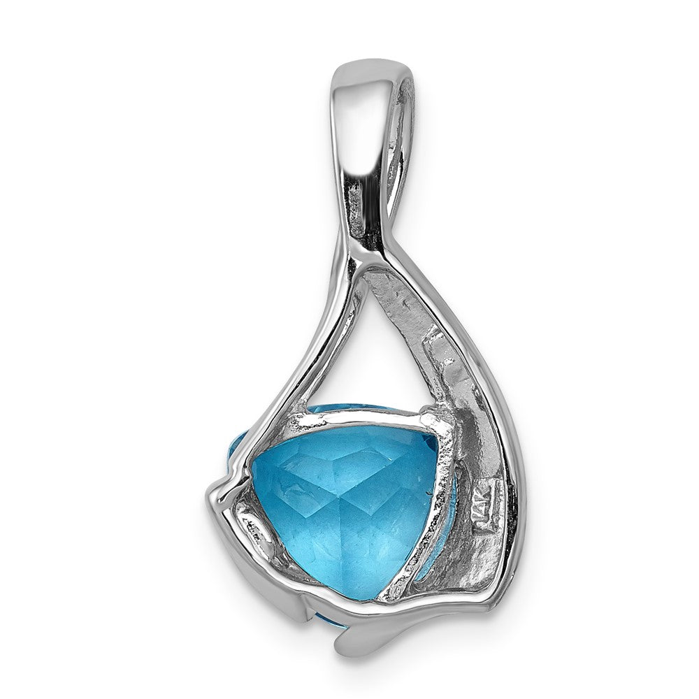 14K Weißgold Anhänger mit 8-mm-Blautopas