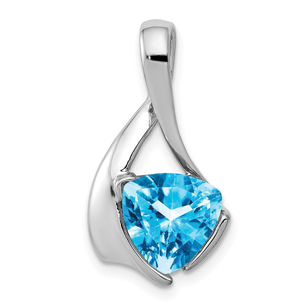 14K Weißgold Anhänger mit 8-mm-Blautopas