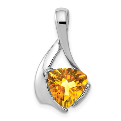14k Weißgold Anhänger mit Citrin, 8 mm