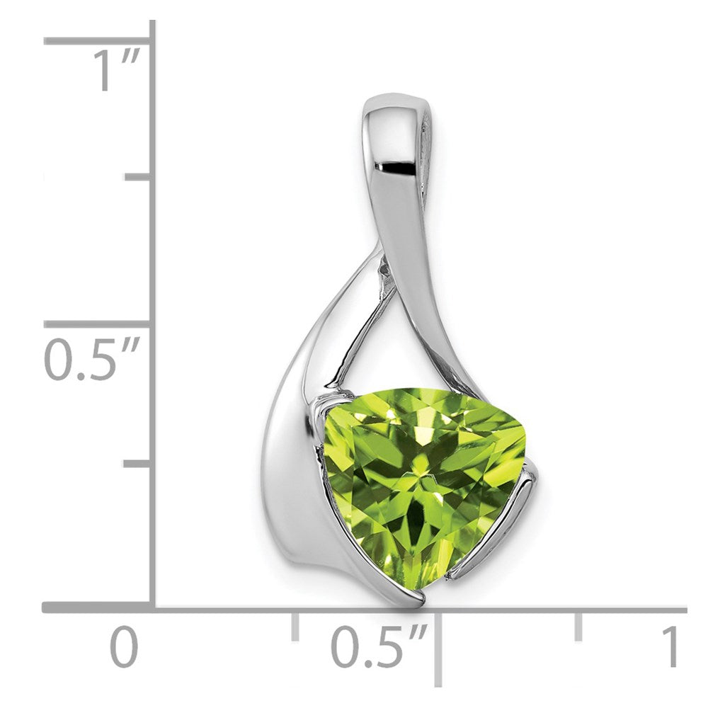 14k Weißgold Peridot-Anhänger, 8 mm