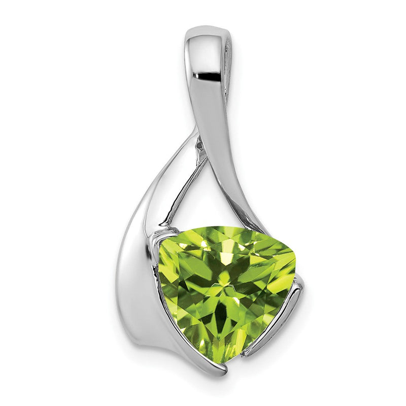 14k Weißgold Peridot-Anhänger, 8 mm