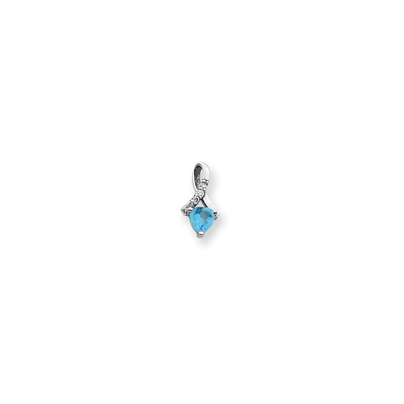14K Weißgold 5mm Blautopas AAA Echter Diamant Anhänger