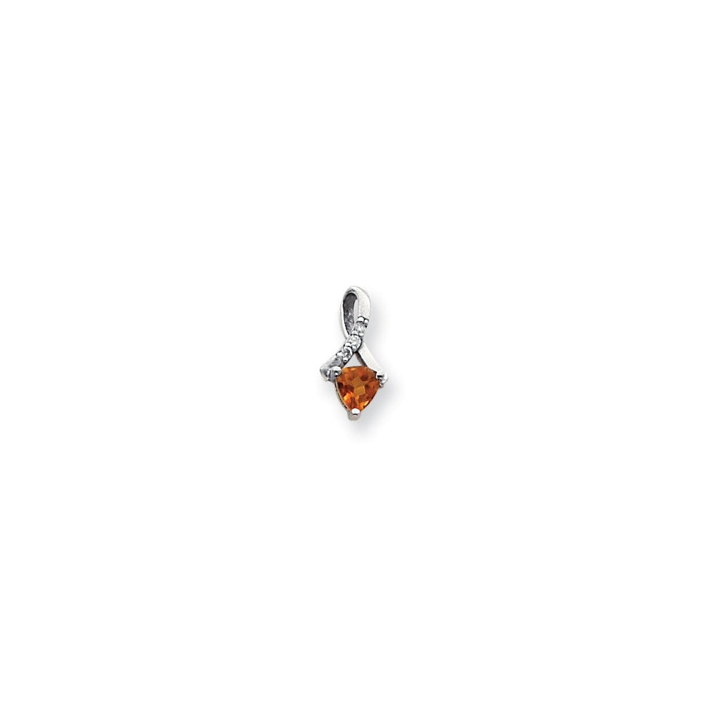 14K Weißgold 5mm Citrin AAA Echter Diamant Anhänger