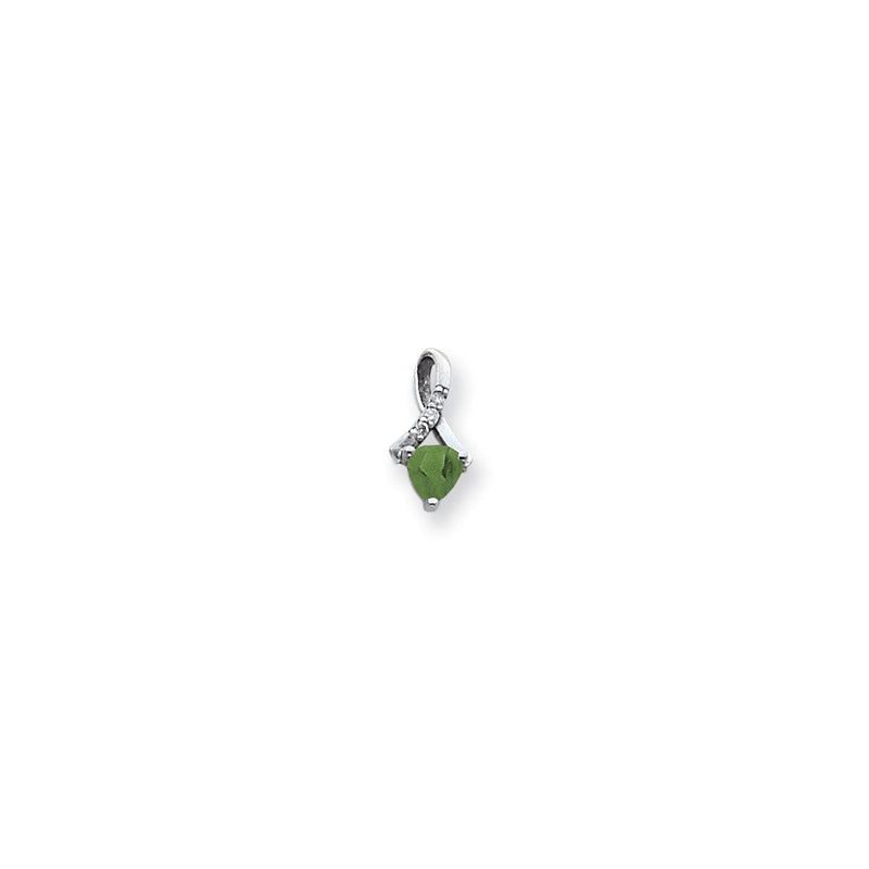 14K Weißgold Anhänger mit 5 mm Smaragd VS und echtem Diamant