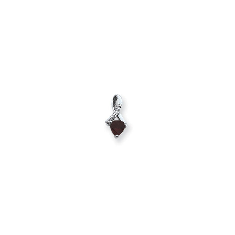 14K Weißgold Anhänger mit 5 mm Granat und VS echtem Diamant