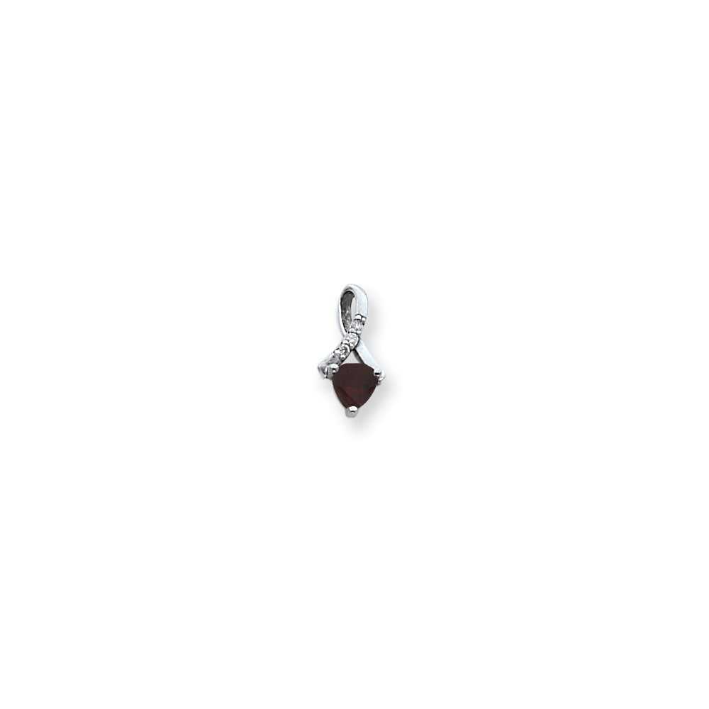 14K Weißgold Anhänger mit 5-mm-Granat AAA und echten Diamanten