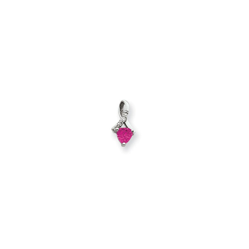 14K Weißgold Anhänger mit 5 mm Rosa Saphir AA und echtem Diamant