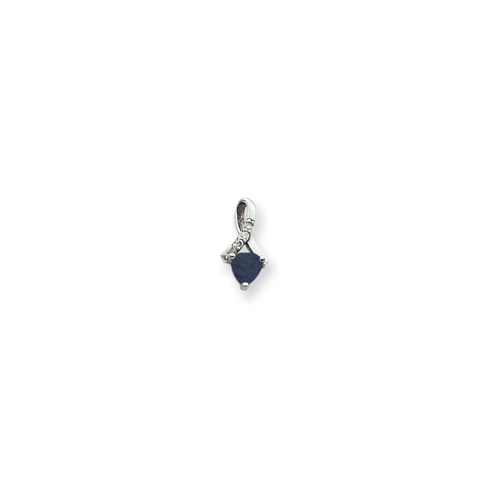 14k Weißgold Anhänger mit 5-mm-Saphir AAA und echten Diamanten