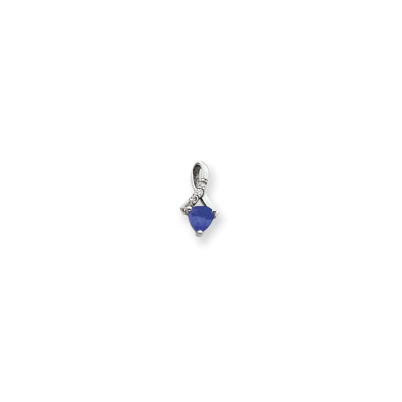 14K Weißgold Anhänger mit Tansanit (A) 5 mm und Diamant