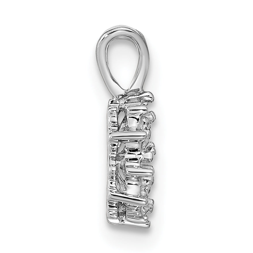 14K Weißgold 3.5mm Rund Süßwasser Zuchtperle Aa Diamant Anhänger