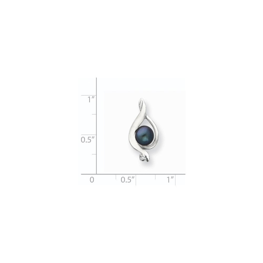 14K Weißgold 5,5mm Schwarze FW Zuchtperle AAA Echte Diamant-Anhänger