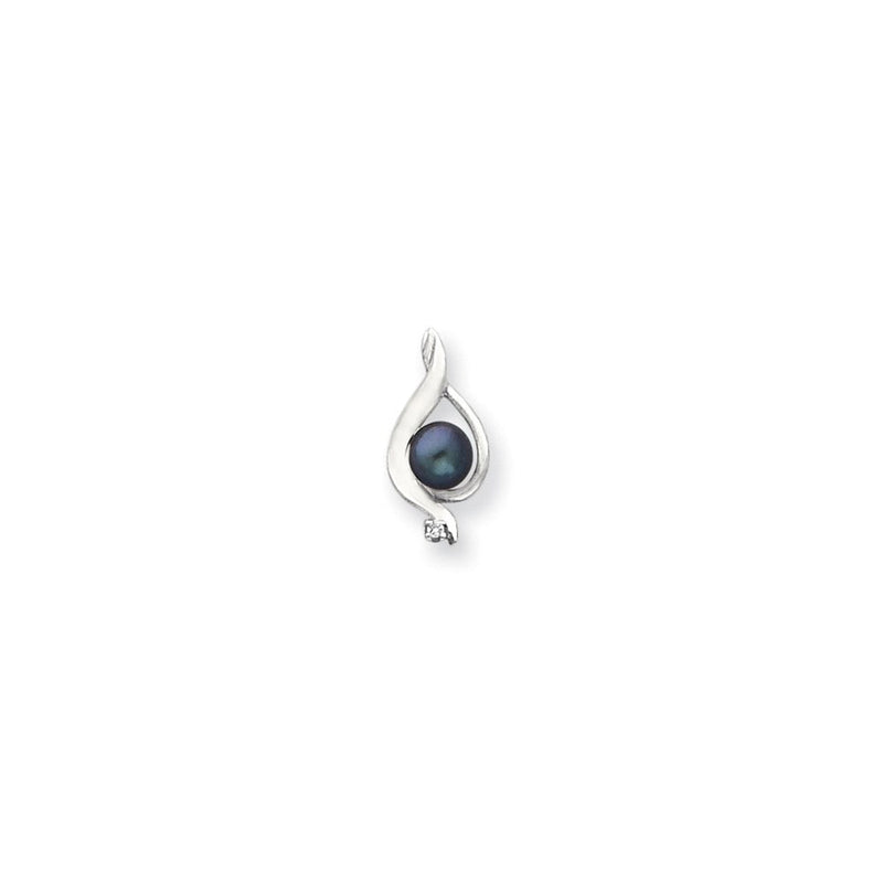5,5 mm Süßwasser-Zuchtperle A mit echtem Diamant-Anhänger aus 14K Weißgold, schwarz