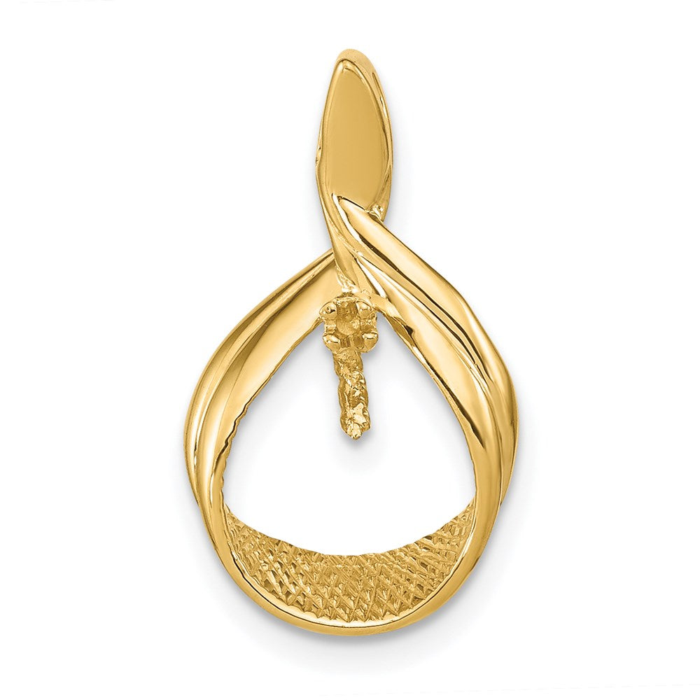 14K Gelbgold Anhänger mit 7-mm-schwarzer FW-Zuchtperle und echtem Diamanten, VS