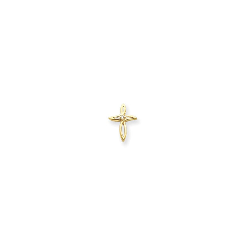 14K Kreuzanhänger mit VS-Diamant