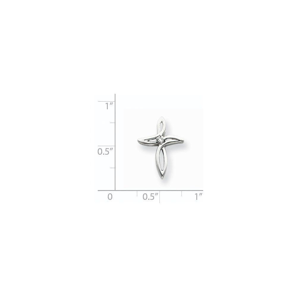 14K Weißgold Kreuzanhänger mit AA-Diamant