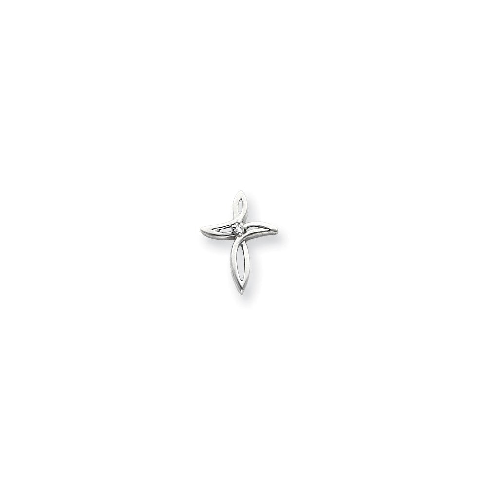 14K Weißgold Kreuzanhänger mit AA-Diamant