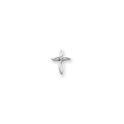 14K Weißgold Kreuzanhänger mit AA-Diamant