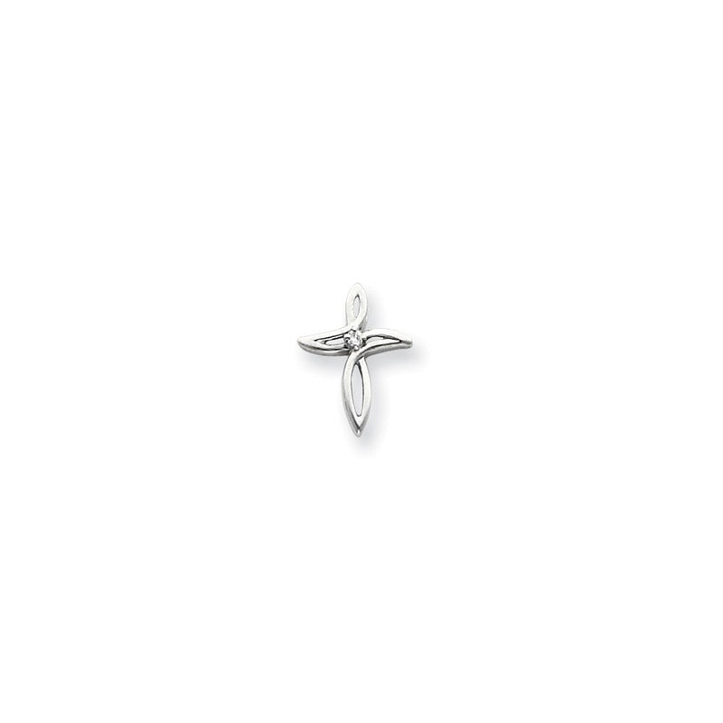 14K Weißgold Kreuzanhänger mit AA-Diamant