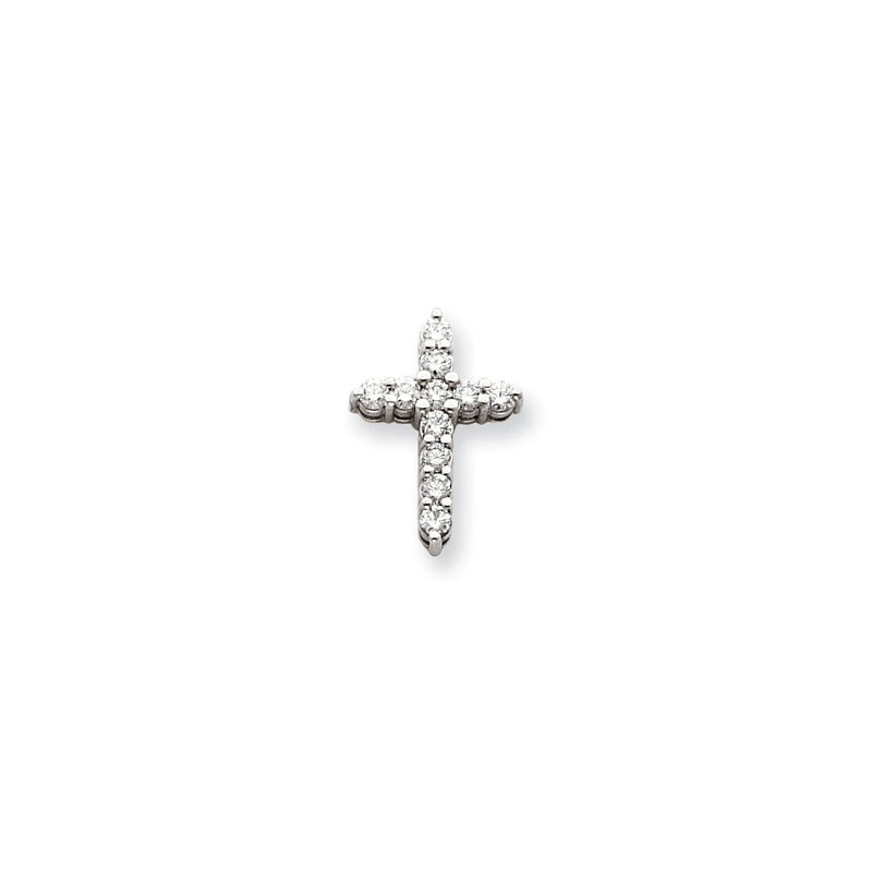14K Weißgold Kreuzanhänger mit AA-Diamant
