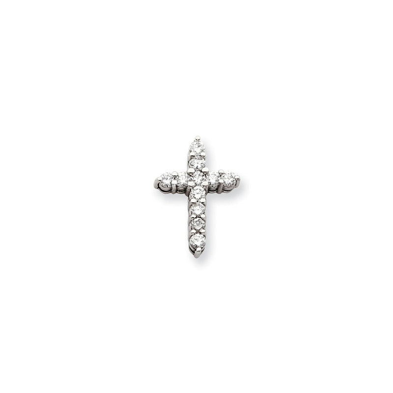 14K Weißgold Kreuz-Anhänger mit AA Diamant