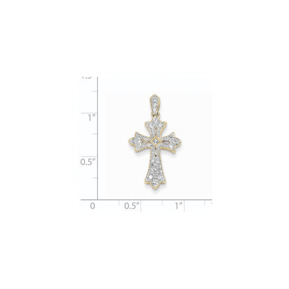 14K Gelbgold Filigran-Kreuzanhänger mit echten Diamanten