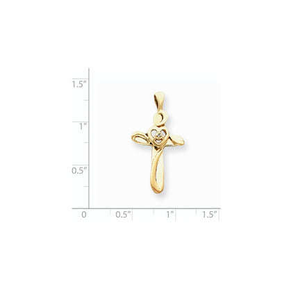 14K Gold Anhänger mit AA Diamant-Kreuz