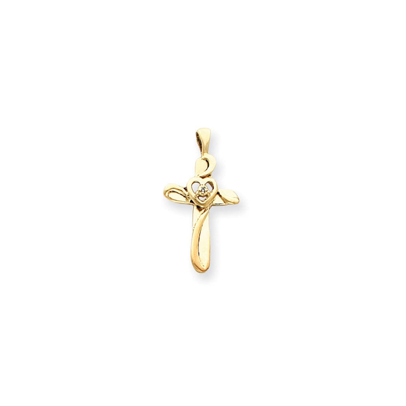 14K Gold Anhänger mit AA Diamant-Kreuz