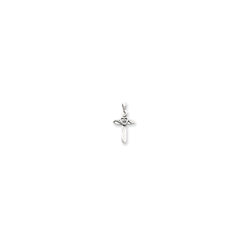 14K Weißgold Diamant-Kreuzanhänger