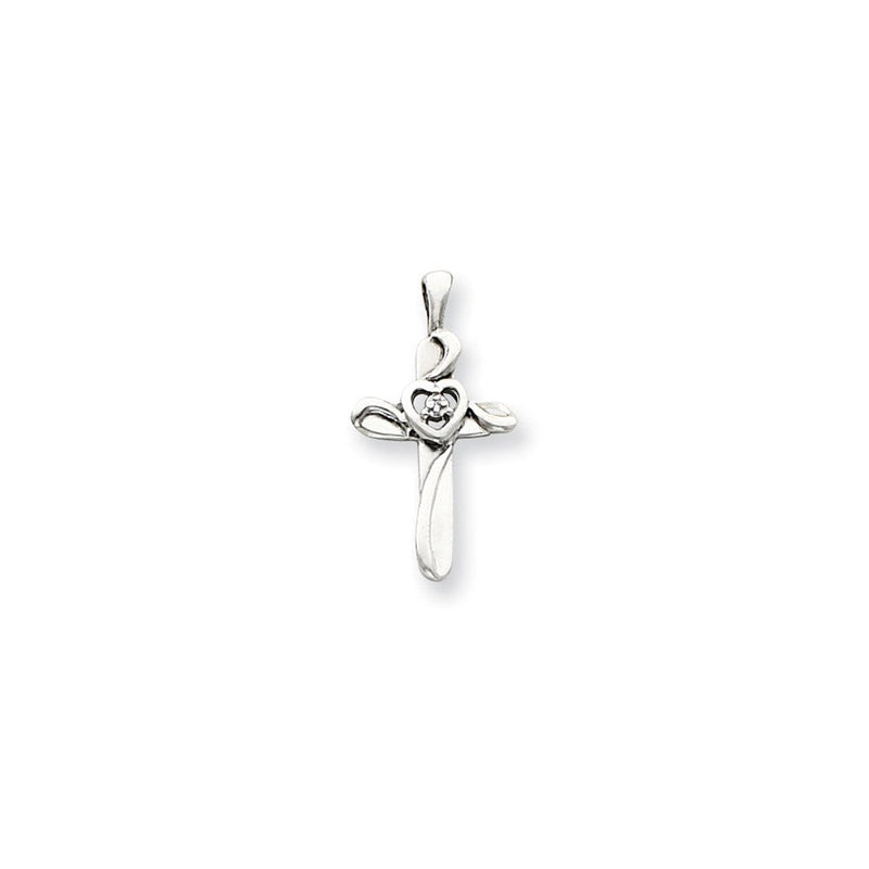 14K Weißgold Kreuzanhänger mit AA-Diamant